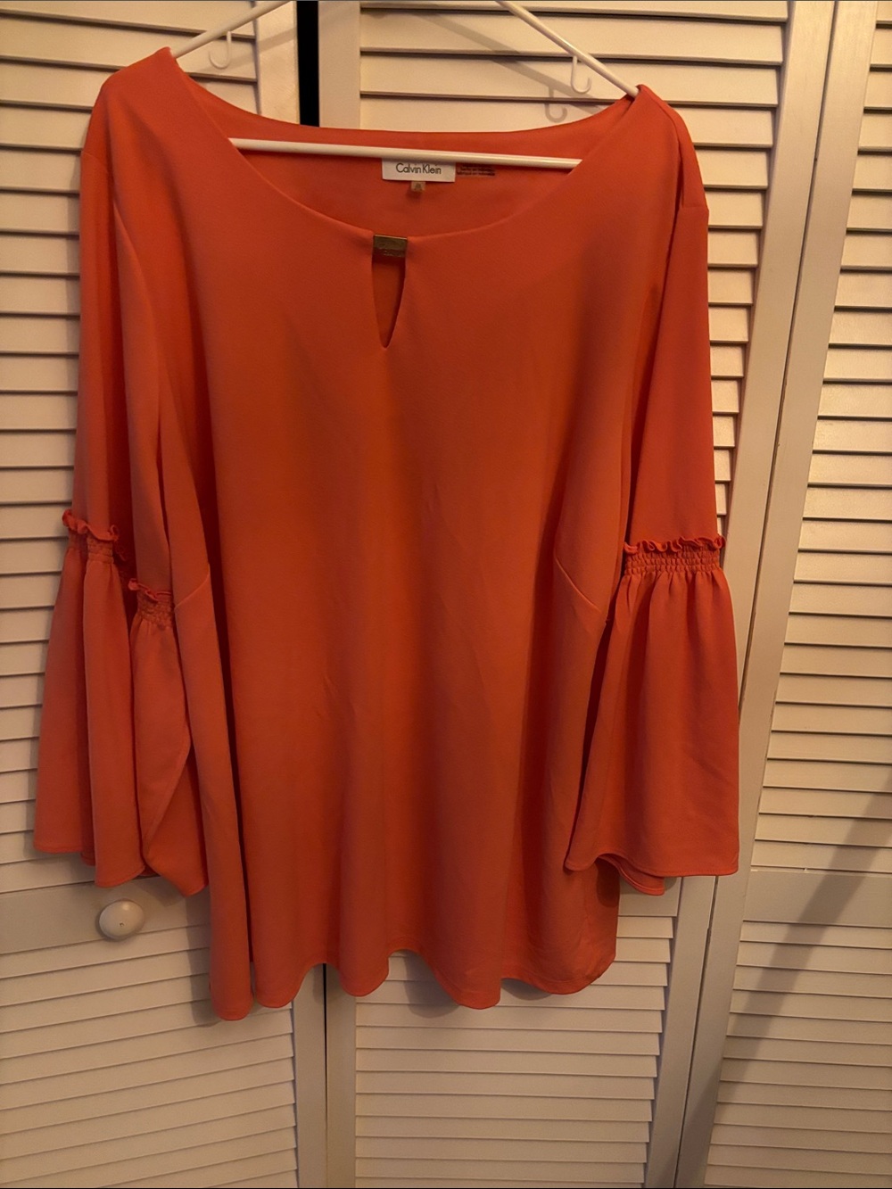 Calvin Klein Coral Bell-Sleeve Tunic Top